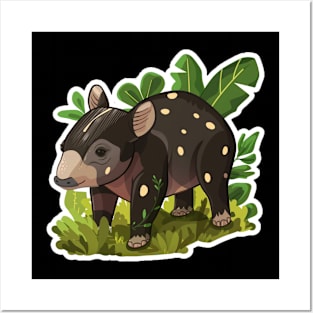 Cute Mountain Tapir Illustration - Adorable Animal Art Posters and Art